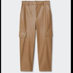 Mango Faux-Leather Cargo Trousers Size 6